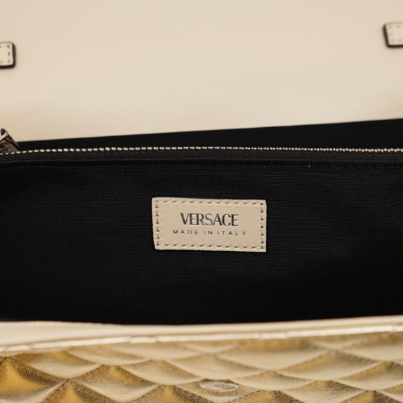 Versace Medusa Chain Shoulder Bag Metalic Gold Leather New - Picture 6 of 6